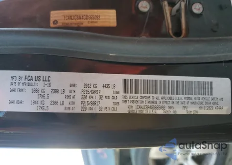 2016 Jeep Compass Sport из США, поврежденный, VIN 1C4NJCBA4GD665092